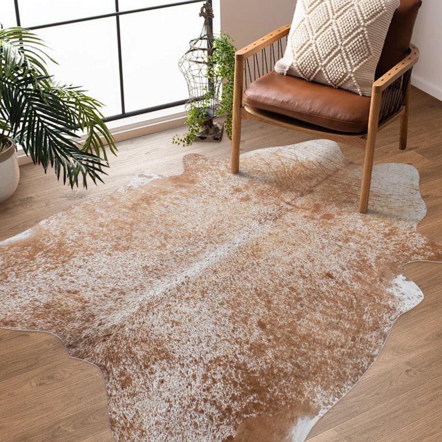 Alfombra BennyRug de piel de vacuno sintética de 140 x 160 cm, decoración occidental
