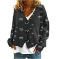 thumbnail image 1 of WRKEKC Botanical Print French Wool Plush Jacket Button Front Fall Winter Soft Coat with Pockets for Coffee Run and Weekend Style Black XXL, 1 of 4