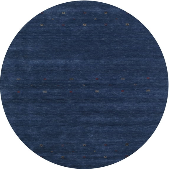 Ahgly Company Machine Washable Indoor Round Contemporary Lapis Blue Area Rugs, 7' Round