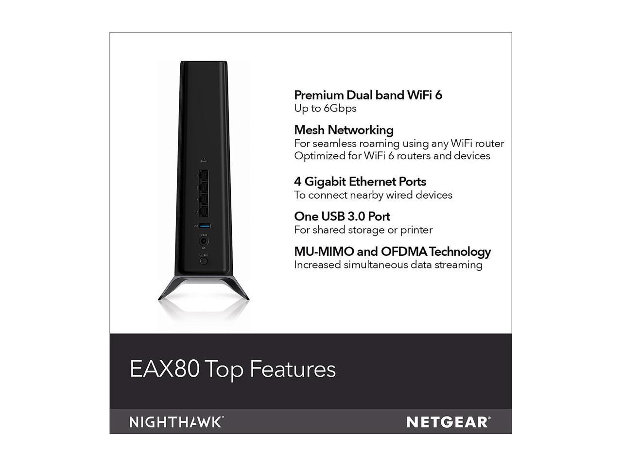 Nighthawk EAX80 Extender – 8-Stream WiFi 6 Mesh Extender