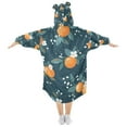 thumbnail image 2 of FORMRS Wearable Blanket Hoodie with Sleeves for Kids Cozy Flannel Sweatshirt, Blue Oranges, 2 of 7