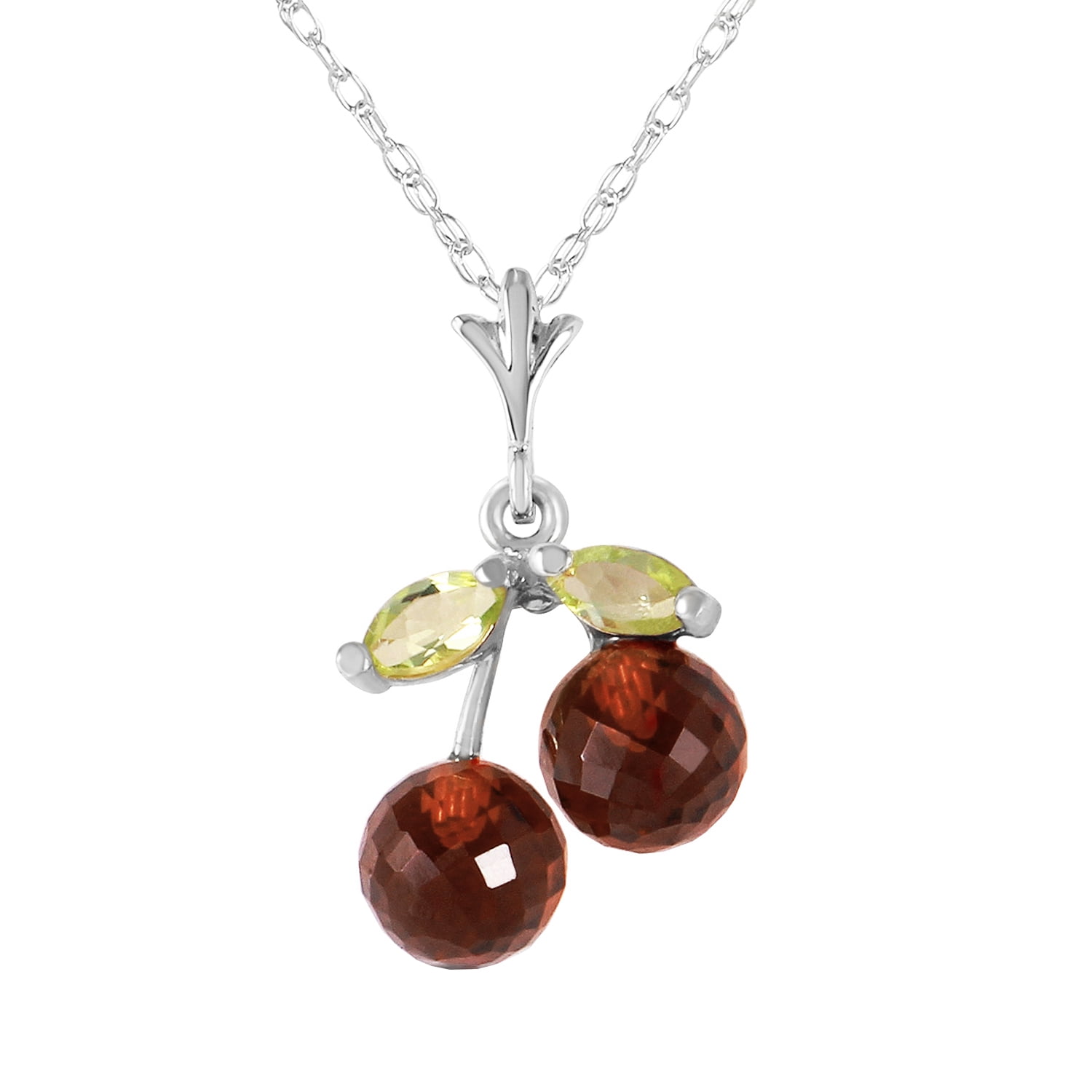 Galaxy Gold 14K Solid Gold Natural Garnet Pendant Necklace for Women - White Gold Fine Jewelry