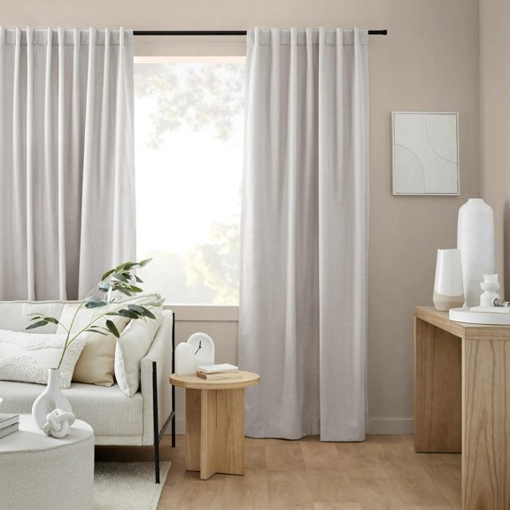 Bouclair Off White Taha Rod Pocket Back Tab Blackout Curtain 54x108 in (137x274 cm)
