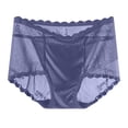 thumbnail image 2 of YWDJ Period Underwear for Women Breathable Lace Lightweight High Waist No Show Solid Color High Waisted Mesh Breathable and Sexy Lace Hollow Underwear Panties Purple 2XL, 2 of 3