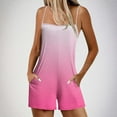 thumbnail image 2 of Lenpel Women's Rompers Summer Casual Sleeveless Spaghetti Strap Square Neck Gradient Short Jumpsuits Loose Overalls with Pockets, 2 of 5
