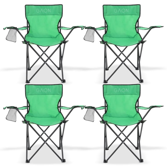 Sillas Plegables para Camping Pesca Playa y Exteriores Lona Impermebale Porta Vaso Ligera Sillas para Exterior Ergonomica con Estructura de Acero y Funda Transportadora Set de 4 Sillas Verde