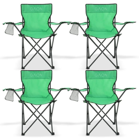 Sillas Plegables para Camping Pesca Playa y Exteriores Lona Impermebale Porta Vaso Ligera Sillas para Exterior Ergonomica con Estructura de Acero y Funda Transportadora Set de 4 Sillas Verde