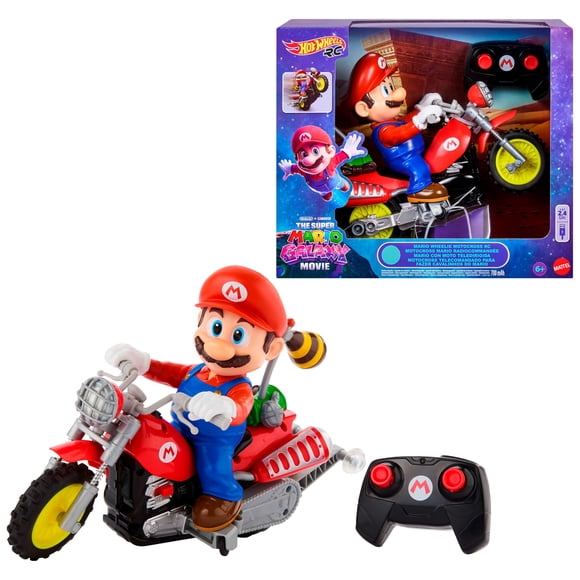 Hot Wheels Mario Wheelie Motocross RC, Remote-Controlled Battery-Powered Vehicle