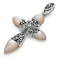 thumbnail image 1 of Sterling Silver 24" 1mm Cross Round Pointed Arm Mother Of Pearl And Filigree Pendant Necklace, 1 of 2