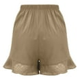 thumbnail image 6 of YYDGH Womens Summer Beach Drawstring Ruffle Hem Shorts Elastic Waist Solid Color Casual Shorts Pants with Pockets Khaki L, 6 of 7