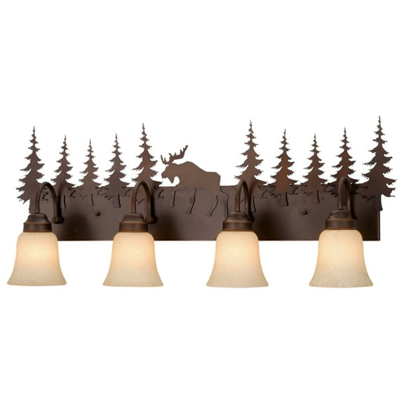 Homestock Coastal Cool 4 Light Bronze Rustic Moose Bathroom Vanity Fixture