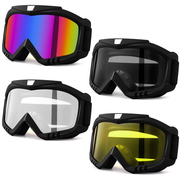 Hengguang 4 Pack Ski Goggles for Men Women, Dirt Bike ATV Motorcycle Goggles, Snowboard Goggles for Adults Teens, Multi-Purpose Sports Goggles for Mountaineering Bungee Jumping