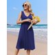 thumbnail image 4 of Vestido Zeagoo A Line Beach con bolsillos, casual, cuello en V para verano, 4 of 6