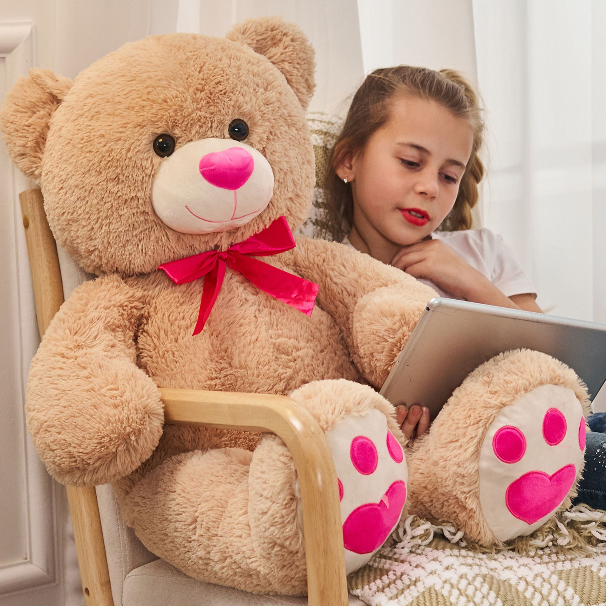 Muiteiur Giant Teddy Bear 35.4'' Giant Stuffed Animal Big Bear Plush Toy