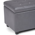 thumbnail image 3 of Simpli Home Cosmopolitan 34 inch Wide Transitional Storage Ottoman in Stone Grey Vegan Leather, 3 of 12