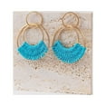 thumbnail image 4 of Raffia Hoop Earrings for Women Girls Fun Boho Summer Beach Earrings Lightweight Handmade Straw Wicker Rattan Dangle Earrings Statement Geometric Round Drop Earrings, 4 of 5