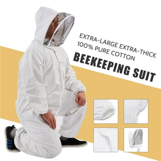 Bees & Co K74W Natural Cotton Beekeeper Jacket with Fencing Veil White