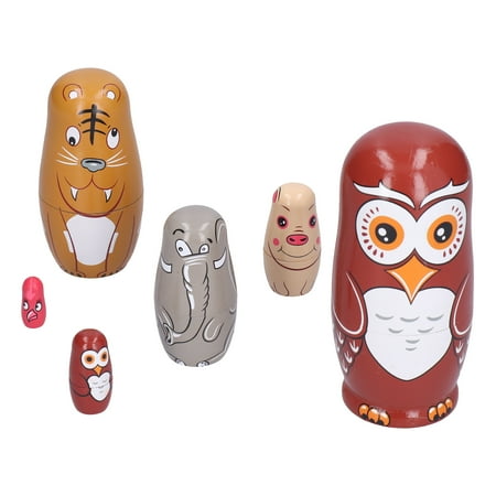 

6Pcs Cartoon Russian Nesting Dolls Hand‑Made Ornaments Kids Gifts Toys Home Furnishings