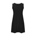 thumbnail image 4 of Summer Fashion Dresses for Womens 2025 Oversize Casual Solid Color Pocket Short Sleeve Round-Neck Dress, 4 of 5