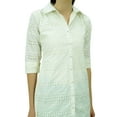 thumbnail image 6 of Bimba Women's Solid Cotton Tunic Shirt 3/4 Sleeve Short Kurti Collar Neck Top, 6 of 7