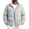 thumbnail image 2 of MYAOYI Mens Quilted Puffer Coat Stand Collar Snap Button Winter Outerwear, 2 of 6