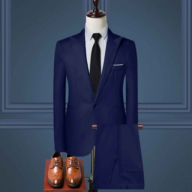 Mens Suit Elegant Solid One Button Slim Fit Party Set for Men- Formal Apparel and Timeless Wardrobe
