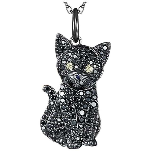 Bonitos Collar de Gatos CatNeck05 1Pza Black Cat Negro Metal Cadena y Dije.