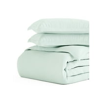 Comfort Canopy - 3 Piece Mint Microfiber Solid Duvet Cover Set with Shams for Queen Size Bedding
