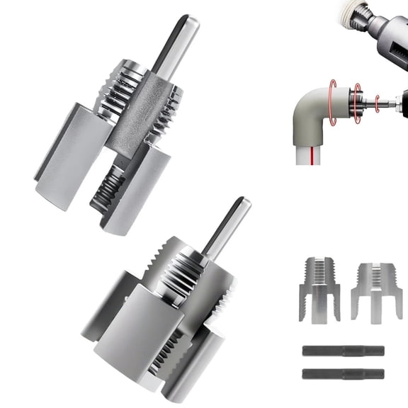 Internal & External PVC Pipe Threading Tool Set, 1/2'' & 3/4'' Dual Size, Alloy Steel Pipe Threader, Drill Compatible, for PVC / PPR / Plastic Pipes (2-Pack)