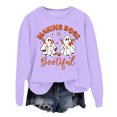 thumbnail image 1 of Wyzesi Chandails en Molleton à Enfiler pour Femmes Sweat à Capuche Tendance Imprimé Lettre Col Rond pour Automne Hiver Chandails en Molleton pour Femmes Col en V TG Coton Chandails en Molleton pour Femmes Plus, 1 of 3