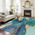 thumbnail image 3 of Teal Blue Marble Area Rug 5x7 Washable Rug Non Slip Modern Abstract Texture Art Ombre Large Area Rug Soft Stainresistant Indoor Floor Carpet for Living Room Bedroom Home Office Dining Room Nursery, 3 of 8