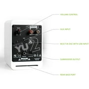 Kanto YU2 100W PC Gaming Desktop Speakers - Matte White (Pair) with Kanto S2W Angled Desktop Speaker Stands - White (Pair) (2022)