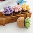 thumbnail image 4 of Crochet Succulents Car Dashboard Ornament Decoration Handmade Mini Knitted Potted Plant Car Dash Interior Desk Decor Pink, 4 of 10