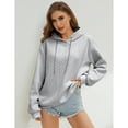 thumbnail image 4 of Womens Oversized Hoodie Fashion Sweatshirt Casual Loose Pullover Hoodies with Drawstring Long Sleeve Outerwear for Daily Wear Light Exercise, Grey, L, 4 of 9