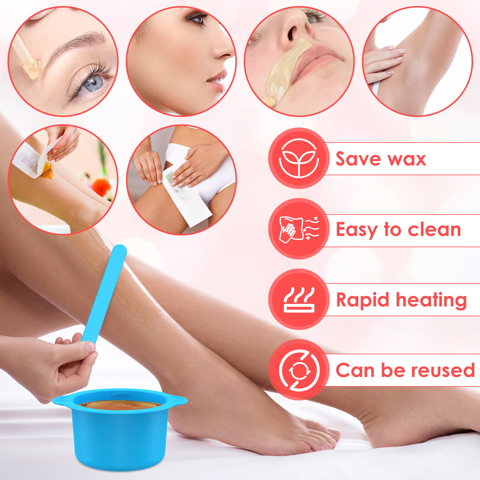  4 PCS Silicone Wax Warmer Liner, Wax Pot Liner Come with 8 PCS  Reusable Silicone Wax Stick, Silicone Wax Bowl Compatible with 16oz Hair  Removal Waxing Kit : Beauty & Personal Care