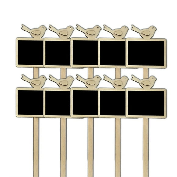 KAKOWELY 10pcs Bird Design Wood Blackboard Chalkboard for Flower Pot Label Tag Plant Markers Sign,11.02"X3.23"X0.2"