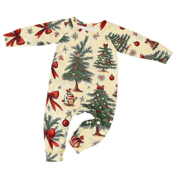 Conjunto navideño para padres e hijos, ropa de casa estampada, pijamas, pantalones de manga larga, conjunto de dos piezas, monos de poliéster para bebé