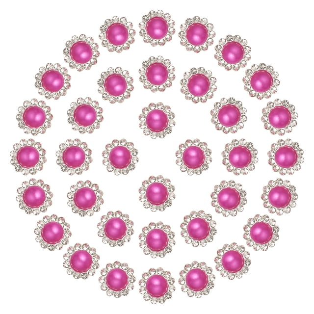 12mm Sunflower Pearl Sew on Rhinestones, 200 Pcs Rhinestone Sequin Embellishments Crystal Glass Silver Base for Bedazzling, Rose Red