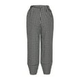 thumbnail image 5 of Wycnly on Sale Cropped Pants for Women Womens Cropped Pants Fashion Classic Plaid Print Loose Irregular Straight Leg Trousers Casual Cotton Linen Elastic Waist Crop Pants with Pockets, 5 of 6