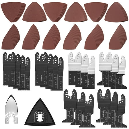 

Oscillating Saw Blades Metal Oscillating Tool Blades Universal Carbide Multitool Blades Quick Release Tools Kit for Cutting Wood Plastic Metal with Sandpapers
