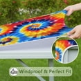 thumbnail image 6 of Colorful Tie Dye Spiral Pattern Square Fitted Tablecloth with Elastic Edge,Square Table Cover,Washable Elastic Table Cover for Home Kitchen Party Decor 36"x36", 6 of 6