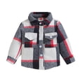 thumbnail image 2 of XXWXYD Toddler Boys Girls Flannel Shacket Plaid Long Sleeve Lapel Button Down Shirt Jacket Coats for Kids Fall Winter, 2 of 9