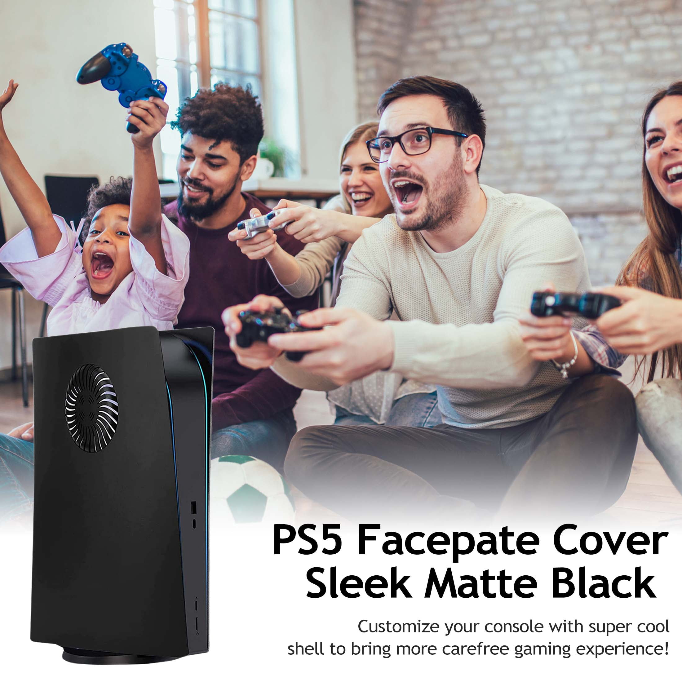 PS5 Cover Plates Faceplate for Original PS5 Digital Edition with Enhanced Cooling Vents & Dust Filter, Black