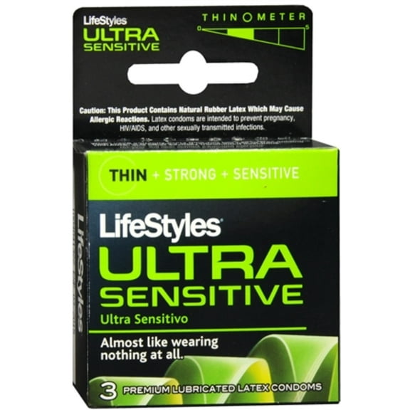 LifeStyles Ultra Sensitive Condoms Lubricated Latex 3 Each