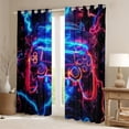thumbnail image 2 of Manfei 3D Gamepad Child Black Out Curtains, Neon Blue Lightning Curtains Pack of 2 (42x63 Each), Chic Game Console Bedroom Curtains, Curtains Blackout Room Decor, 2 of 6