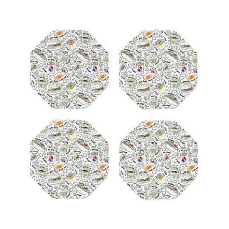 

Matuu Fastfood 2 for Cup Coasters Set of 4 Leather Coasters Desk Coasters for Office Measures 4” x 4”-Octagon