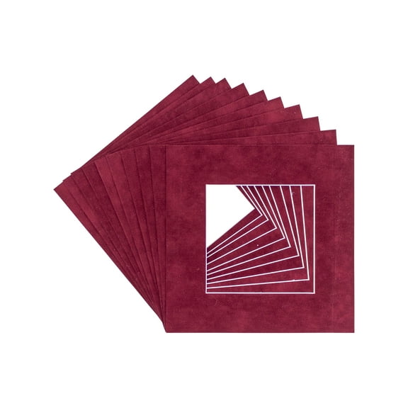 Berry Suede Acid Free 20x20 Picture Frame Mats with White Core Bevel Cut for 10x10 Pictures - Fits