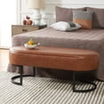 thumbnail image 2 of SAFAVIEH Bellezza Oval Solid Glam Bench, Cognac Leather, 2 of 10