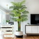 thumbnail image 4 of QinaQin Palmera artificial Golden Cane con base blanca, planta decorativa grande para sala, patio, interior o exterior, 4 of 6