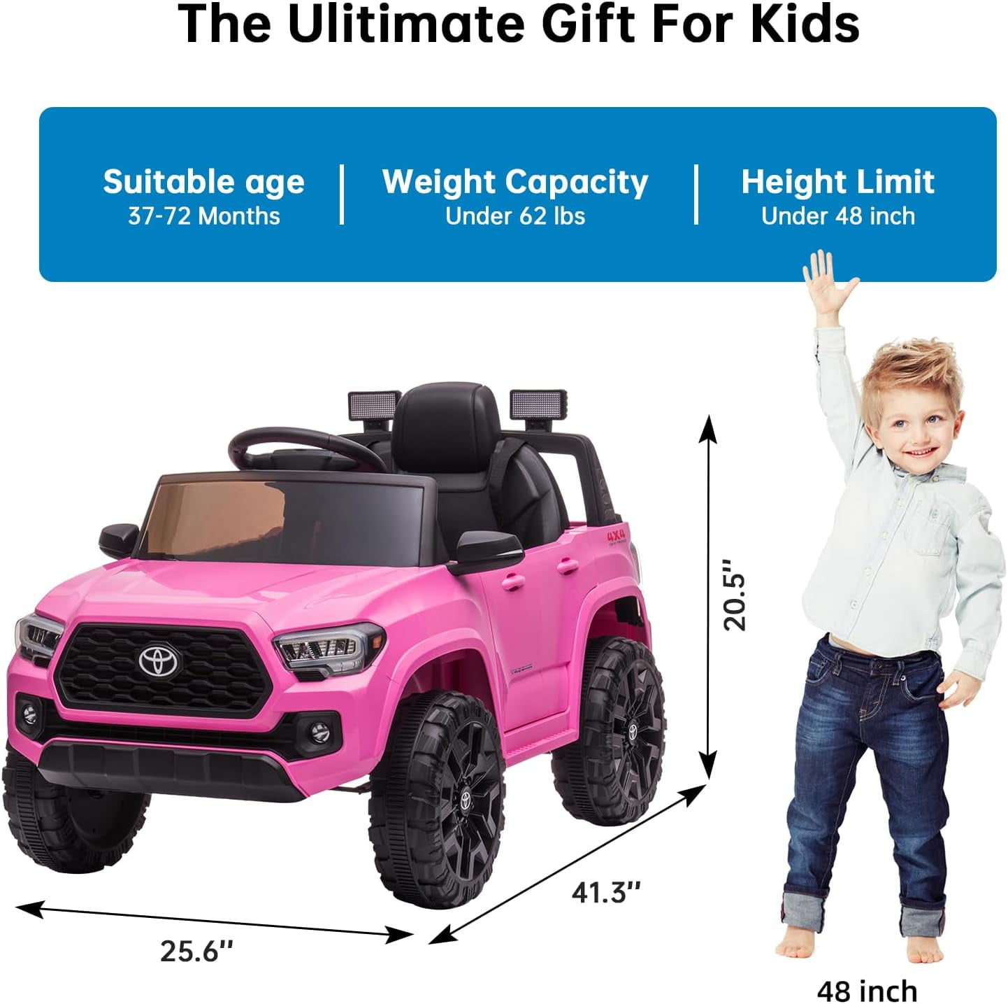 EastVita Kids 12V Ride on Cars Toyota Licensed Land Rover Ride on SUV Electric Car with Remote Control, MP3 Player Rocking Pull Rod for Kids 3 Age +